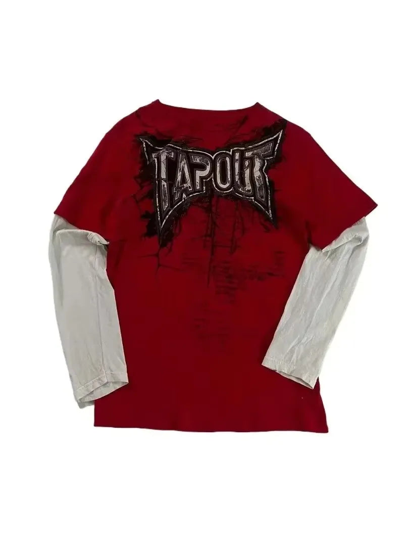 2000s Affliction Winter Long Sleeve T Shirt Hip Hop Crew Neck Oversized Sleeve Men Women Casual Gothic Clothing Tops Street Wear