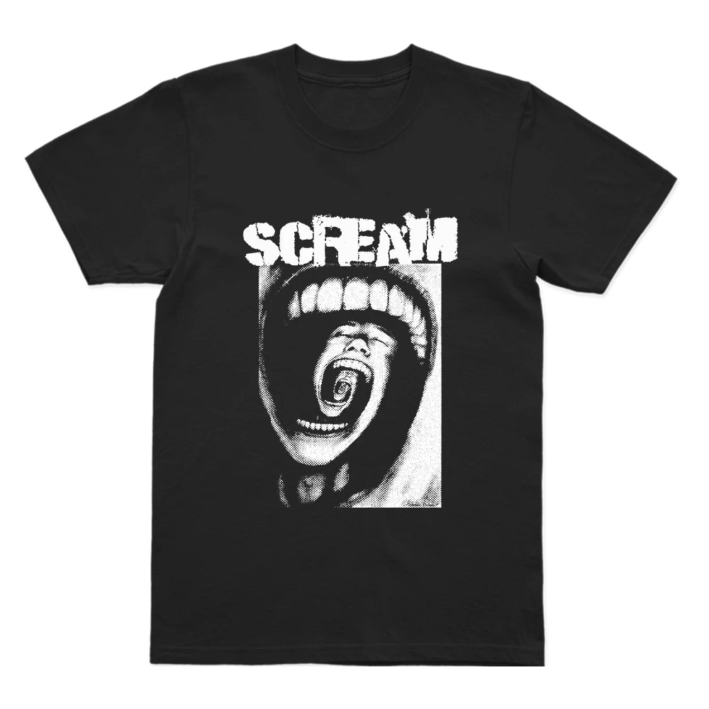 Coolmind U0052-T2 100% Cotton Scream Print Men T Shirt Casual Loose Exclusive Graphic Men Tshirt Big Size Tee Shirts