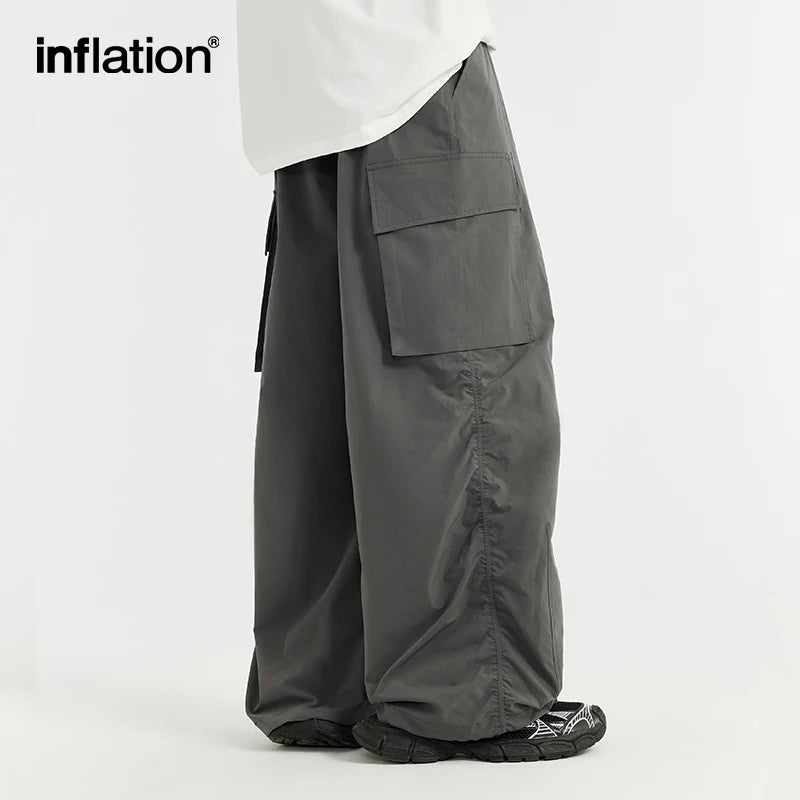 INFLATION Classic Multi Pockets Cargo Men Summer Parachute Pants Trousers