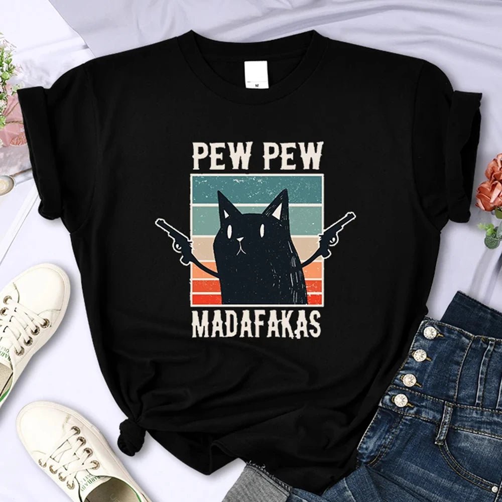 Pew Pew Madafaks Cute Funny Print Women T Shirts Hip Hop Tee Clothes Creativity Casual Tops Crewneck Womans Short Sleeve 42339