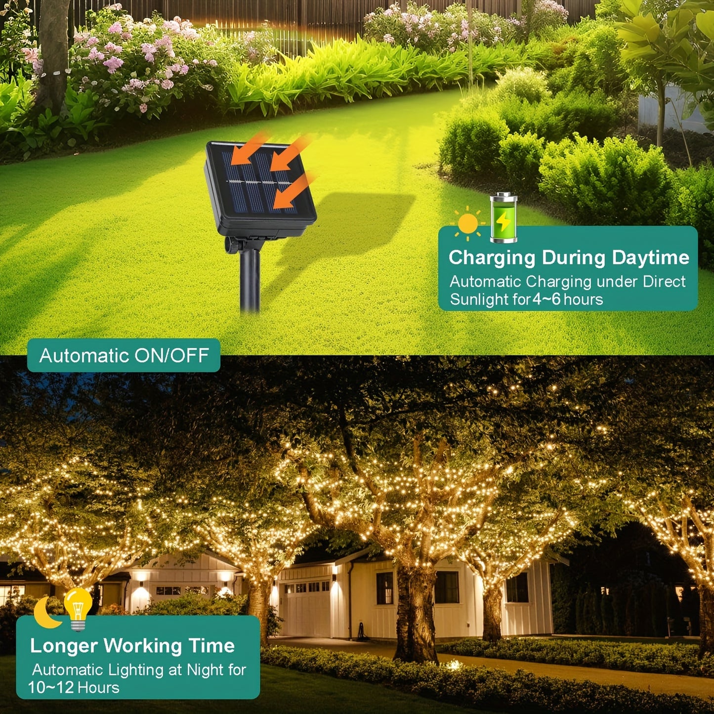 Solar-Powered LED String Lights for Outdoor Decor - 40/105ft, 100/300 LEDs with 8 Modes,, Perfect for Patio, Tree, Balcony, Gazebo & Autumn Festival Parties