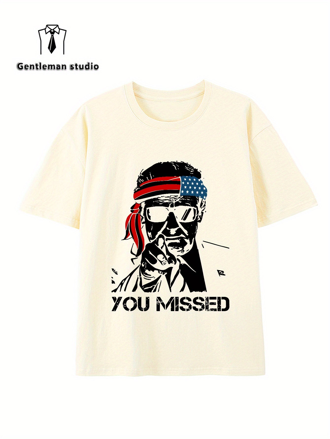 YOU MISSED Print Tee Shirt, Tees for Men, Casual Short Sleeve T-shirt for Summer