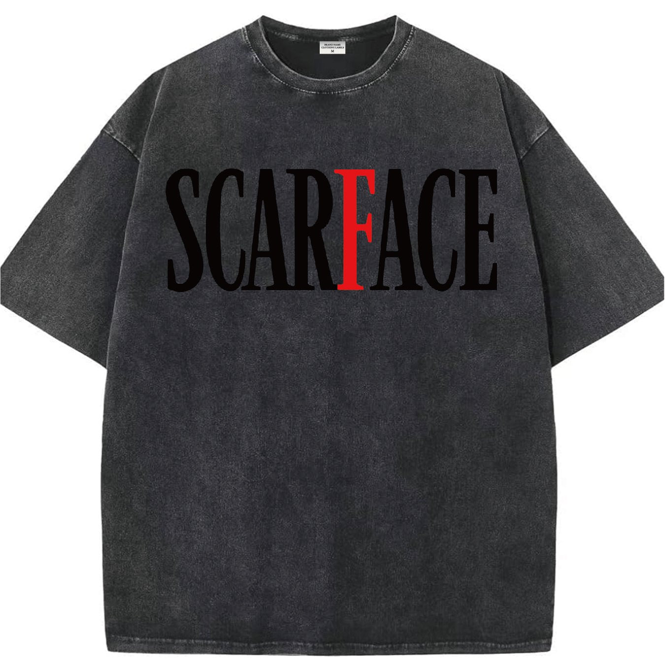 Scarface Logo Black T-Shirt, Retro style, classic men's round neck distressed short sleeved shirt, pure cotton skin friendly, trendy and versatile