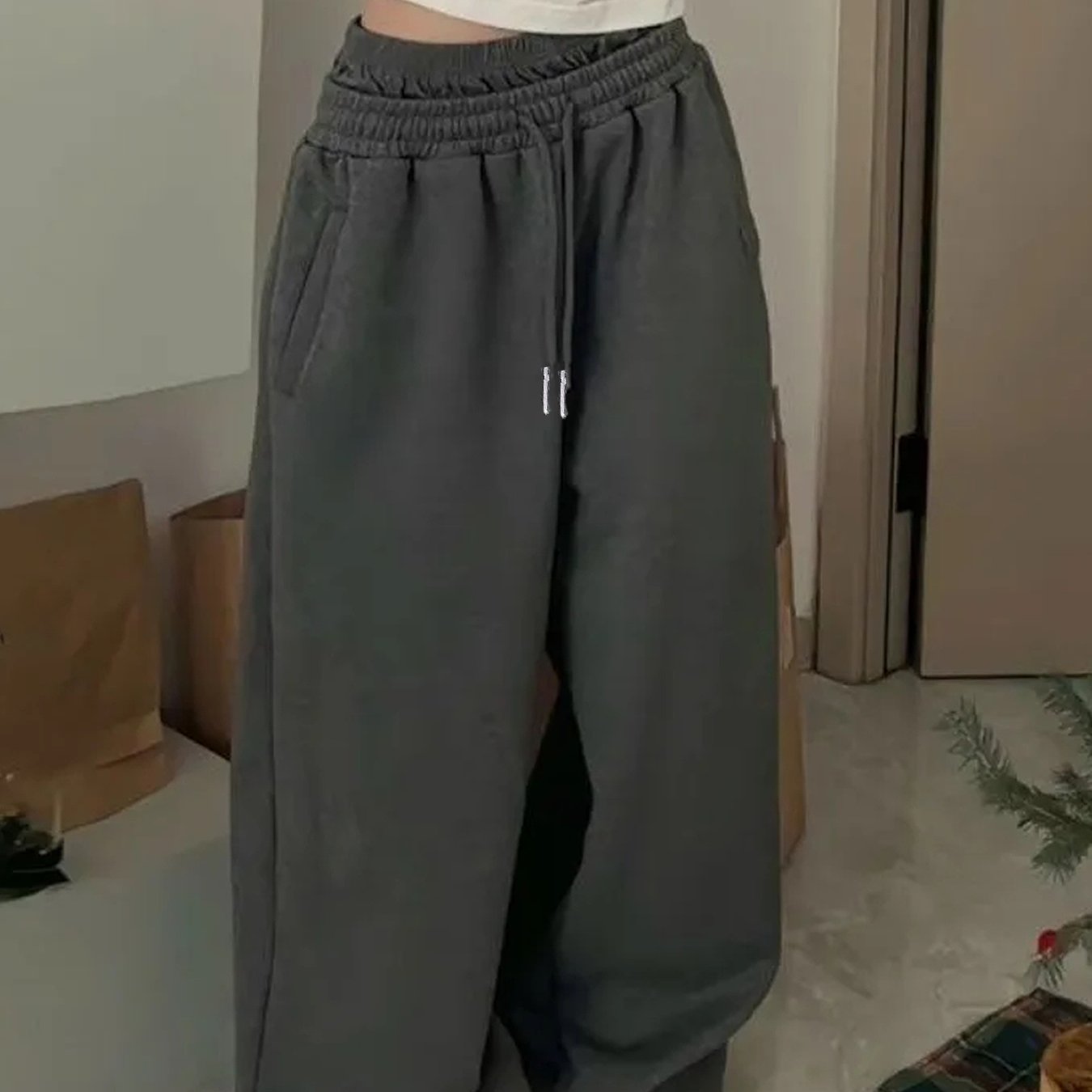 Y2K Fashion High-Waisted Wide Leg Pants For Women, Polyester Fabric, Machine Washable, All-Season