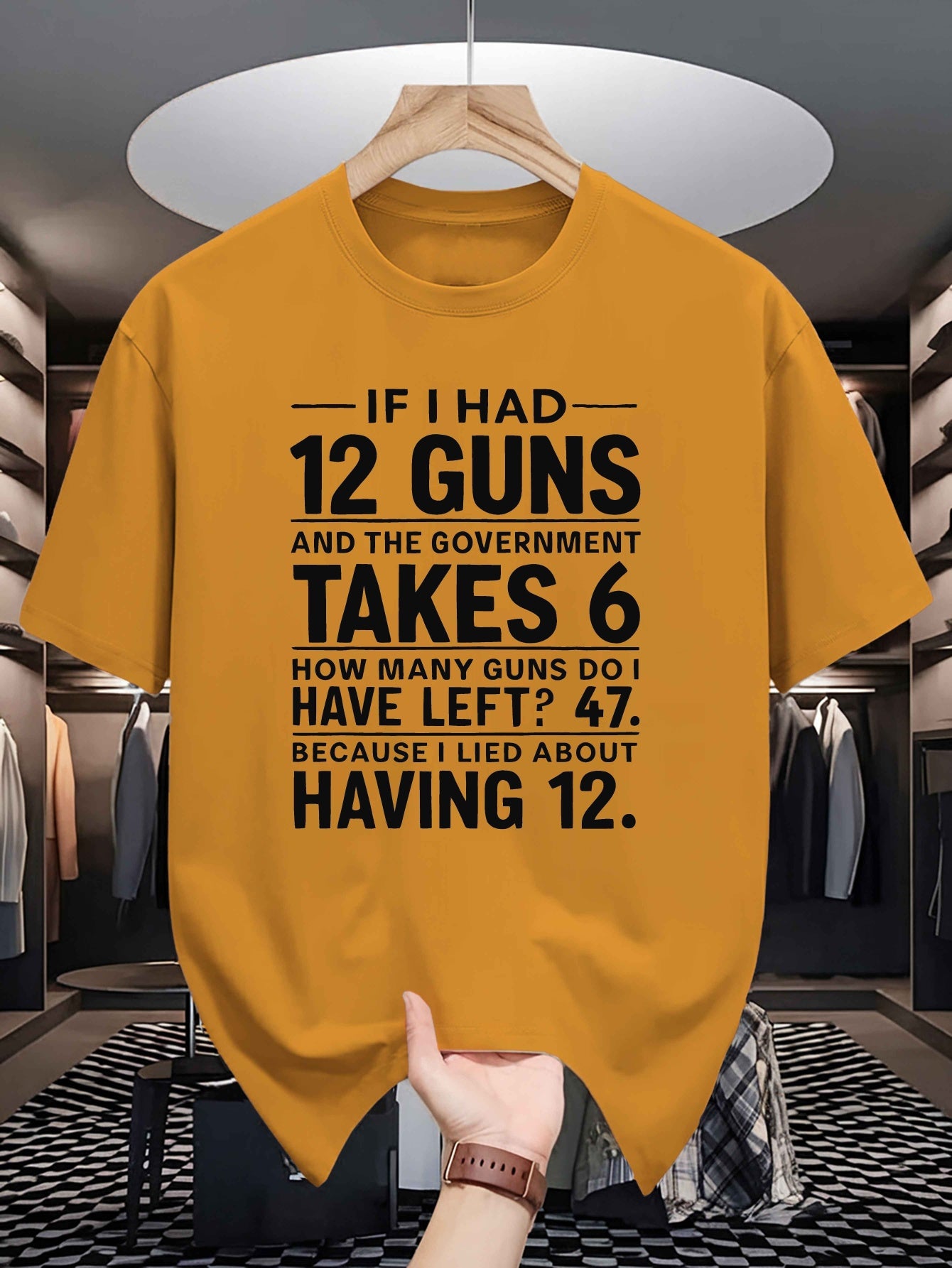 Men's 'If I Had 12 Guns' Graphic Tee - Casual Short-Sleeve T-Shirt, Breathable Polyester Blend, Perfect for Summer