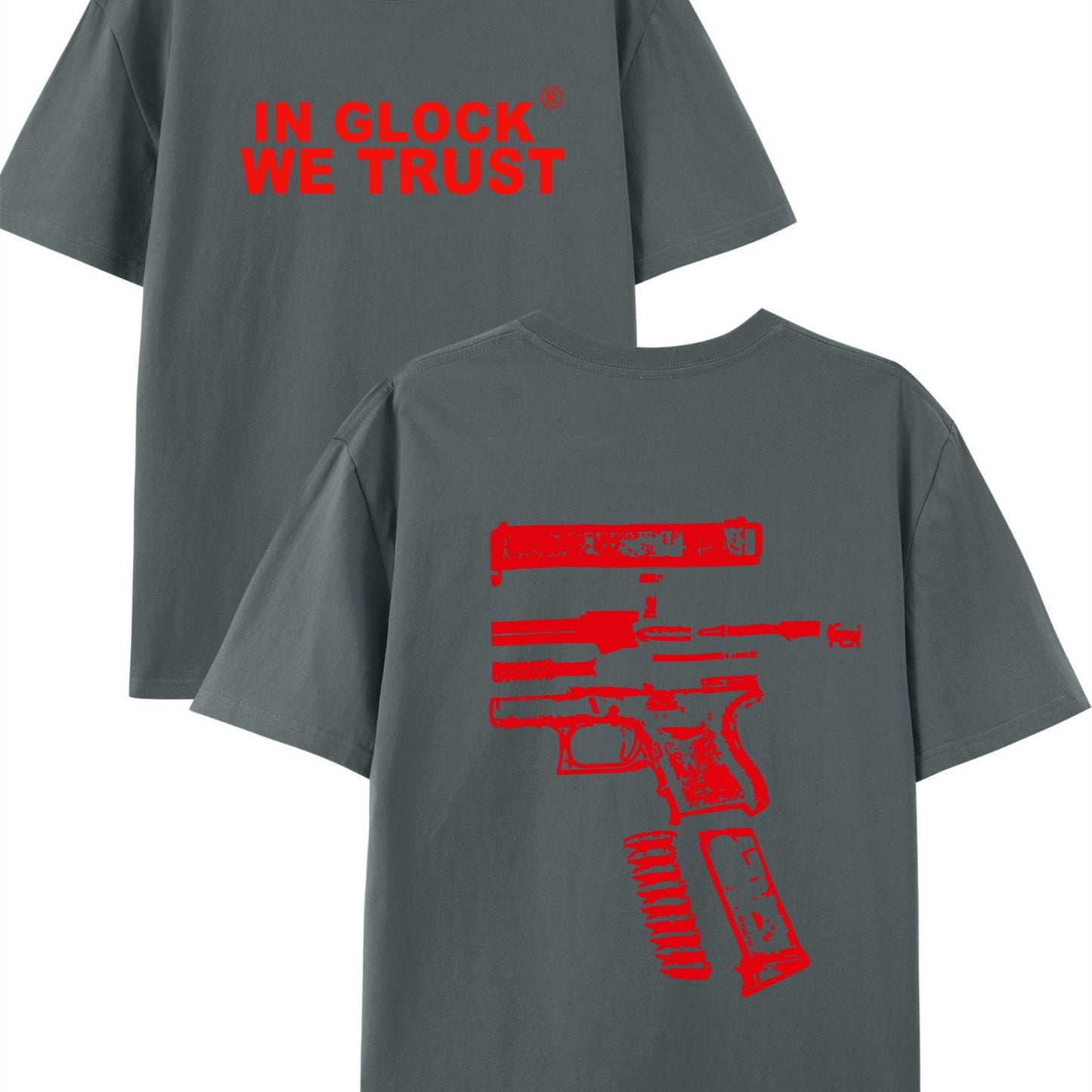 In Glock We Trust" Men's Cotton T-Shirt - Soft, Comfortable & Stylish with Unique Letter Print Design