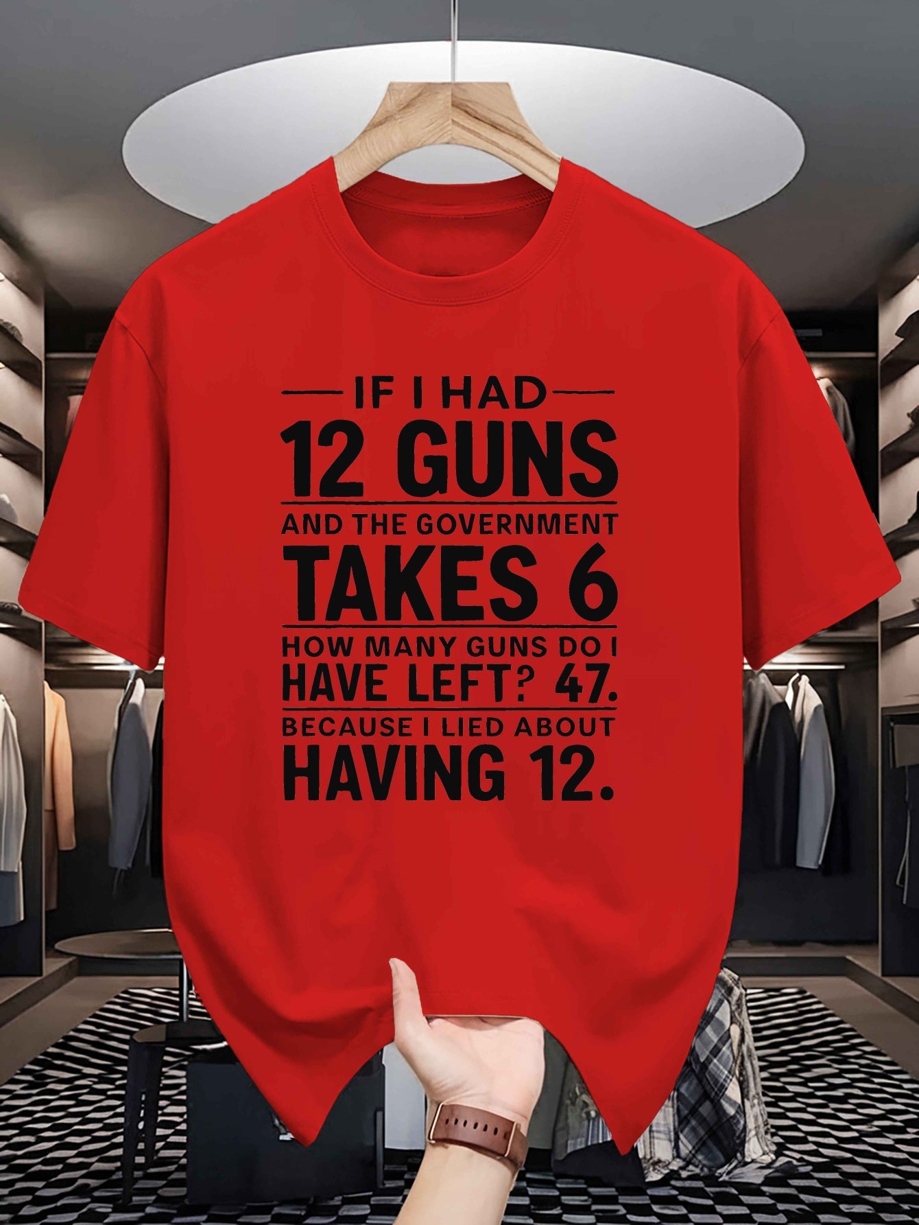 Men's 'If I Had 12 Guns' Graphic Tee - Casual Short-Sleeve T-Shirt, Breathable Polyester Blend, Perfect for Summer