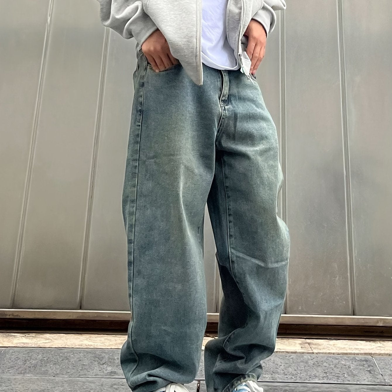 Men's Loose Fit Wide Leg Jeans, Men's Stylish Comfy Denim Pants, Street Style Fashion