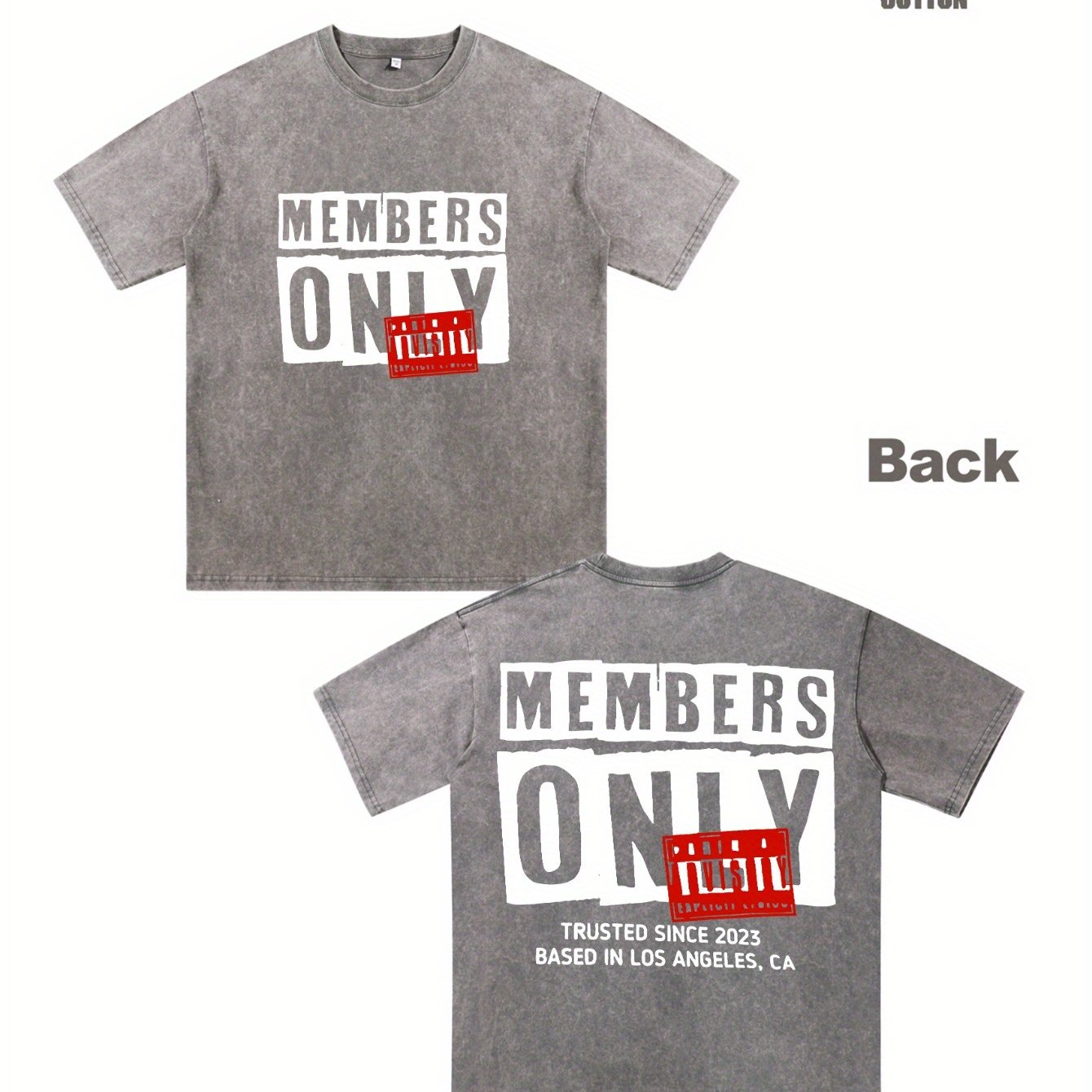 MEMBERS Pure Cotton Vintage Trendy Brand T-shirt, Short Sleeved Round Neck T-shirt, with A Certain Thickness Suitable for Summer Wearing T-shirt