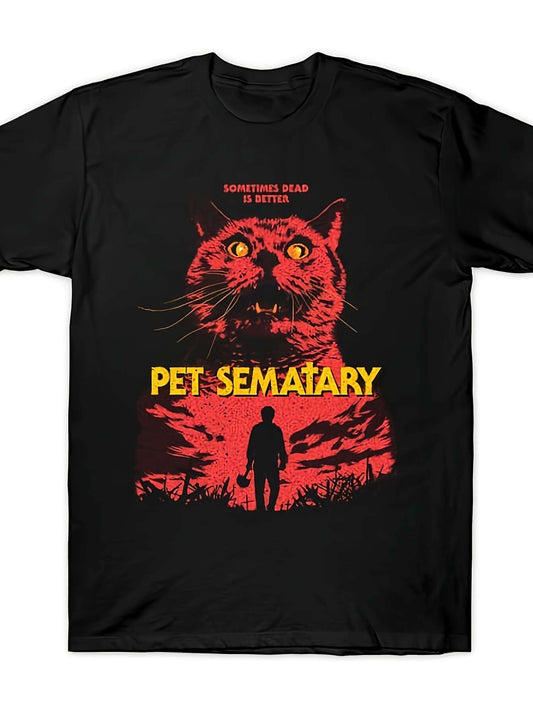 80s Pet Cemetery T-shirt Men'S Black 100% Cotton T-shirt