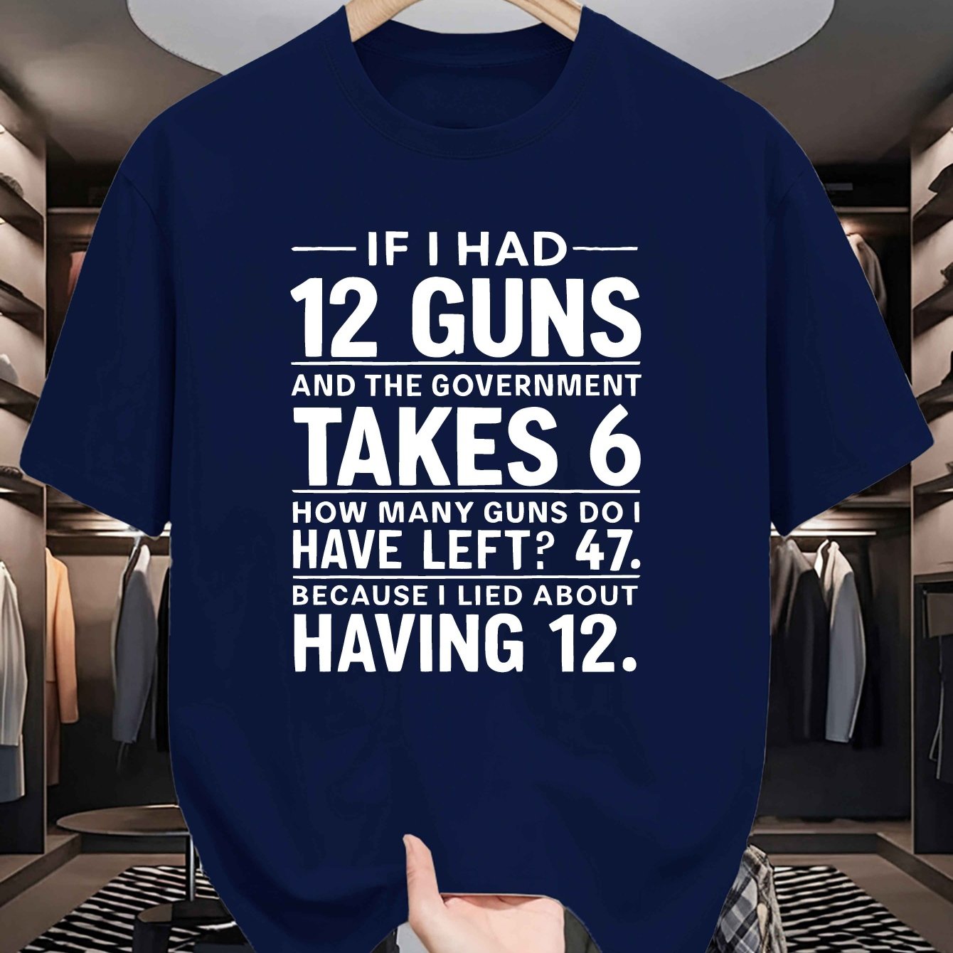 Men's 'If I Had 12 Guns' Graphic Tee - Casual Short-Sleeve T-Shirt, Breathable Polyester Blend, Perfect for Summer