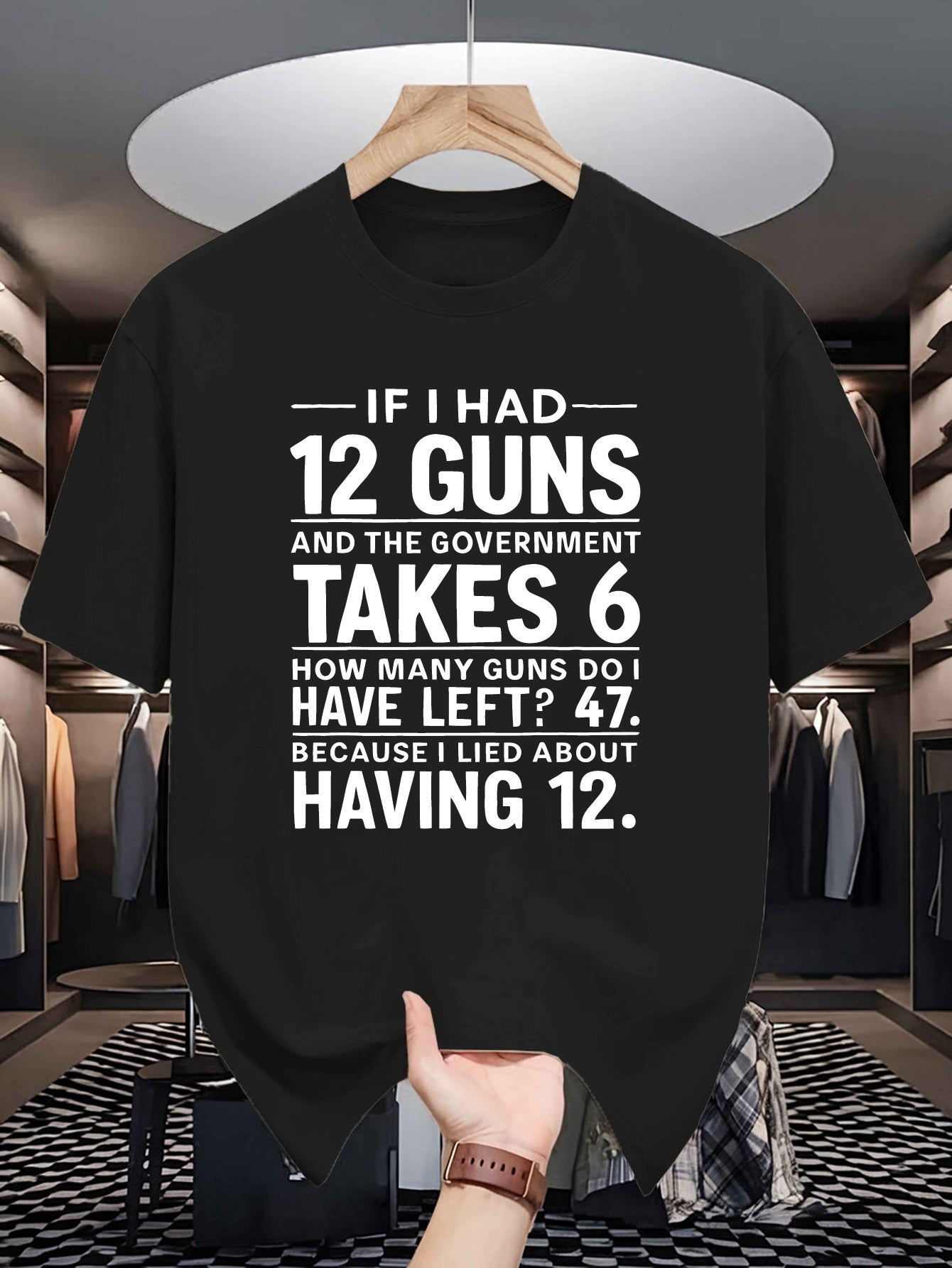 Men's 'If I Had 12 Guns' Graphic Tee - Casual Short-Sleeve T-Shirt, Breathable Polyester Blend, Perfect for Summer