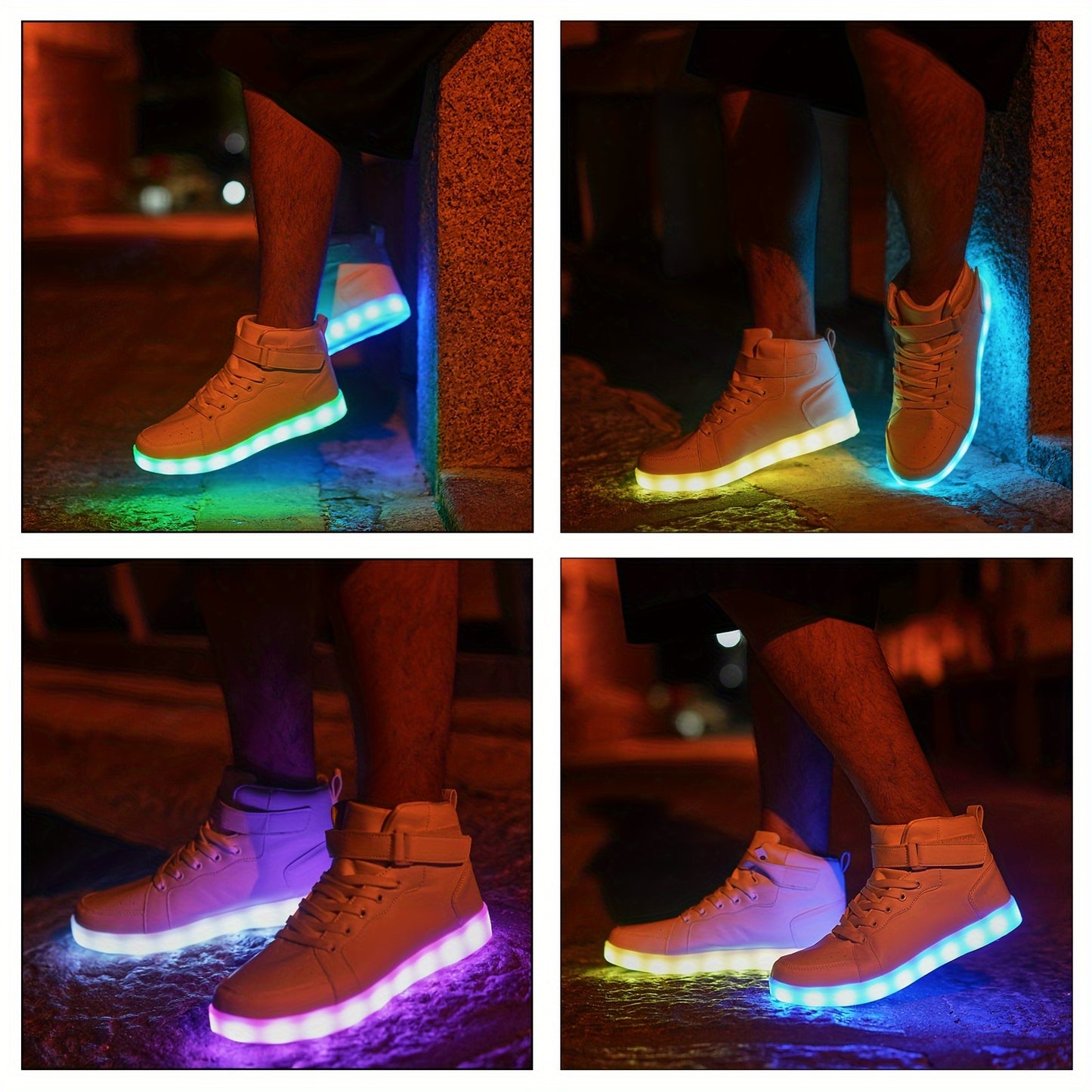 Led Light Up Shoes High Top Sneakers For Women Men Hip-Hop Dancing Shoes For Halloween Christmas Party With USB Charging