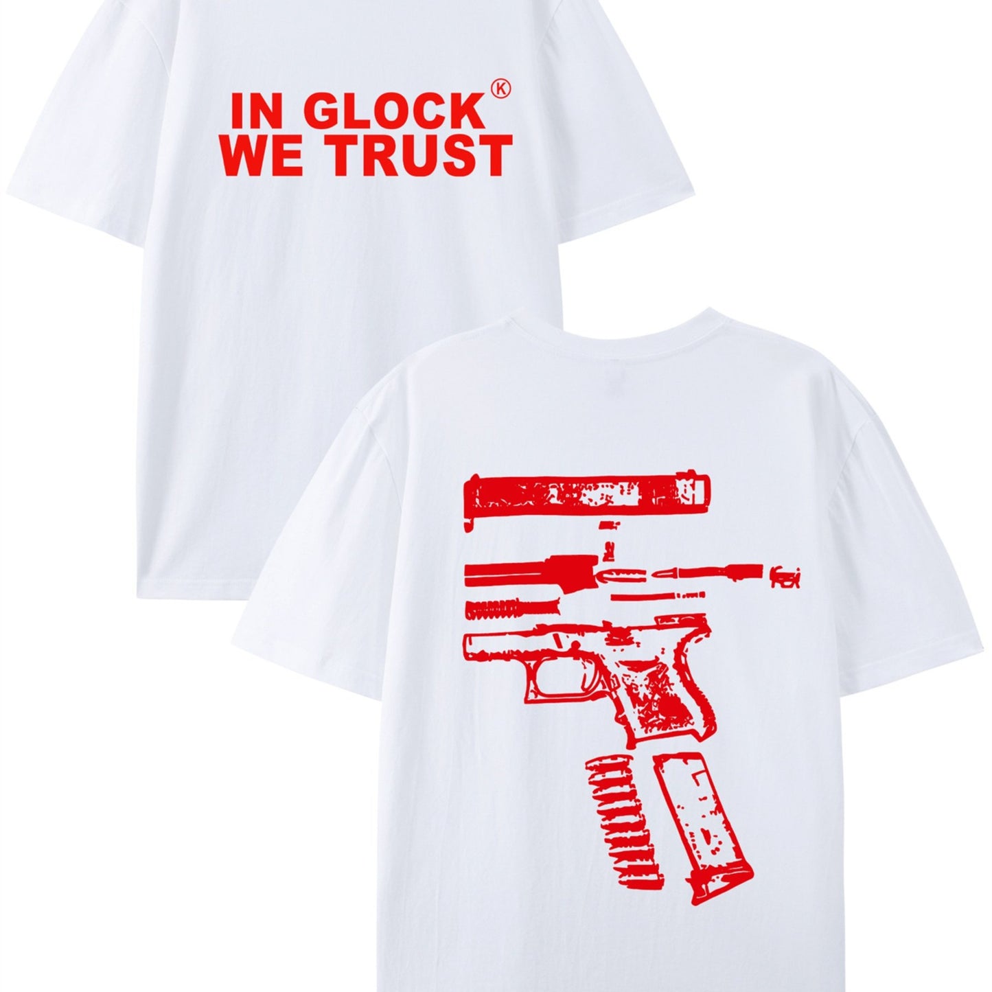 In Glock We Trust" Men's Cotton T-Shirt - Soft, Comfortable & Stylish with Unique Letter Print Design