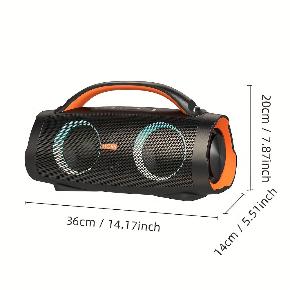 DOSS Extreme Boom+ Portable Speaker with Wireless 5. 3, 100W Stereo Sound, Rich Bass, 20H Playtime, Built-in Power Bank, Mixed Color Light, Outdoor Speaker for Camping, Pool, Beach, Yard